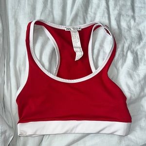 Zara, red and white crop top